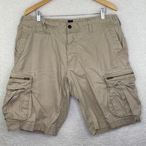 Gap Mens Khaki Cargo Shorts Tan Cotton Twill Multi Pocket Utility Size 38
